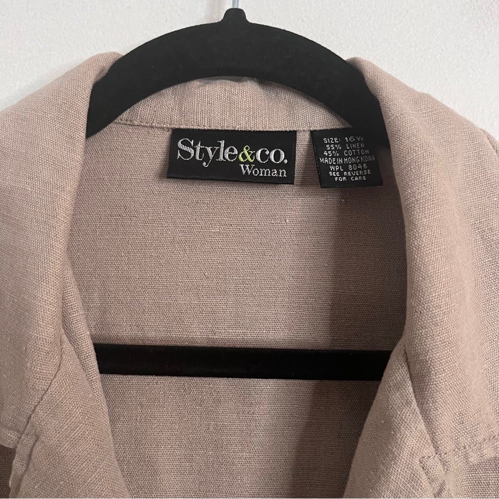 Style & Co Oversized Linen Blend Lightweight Jacket Women's 16W Blazer Career - Picture 3 of 8